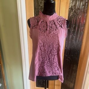 Self Esteem Dusty Rose Lace Top Size Large